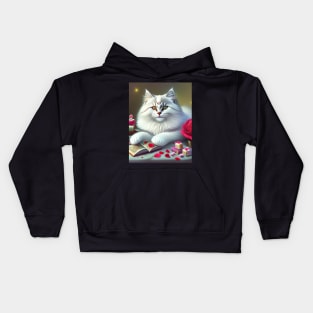 White Siberian Forest Cat Kids Hoodie